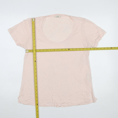 Fat Face Women’s Pink Linen Basic Short Sleeve T-Shirt UK 8