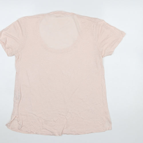 Fat Face Women’s Pink Linen Basic Short Sleeve T-Shirt UK 8