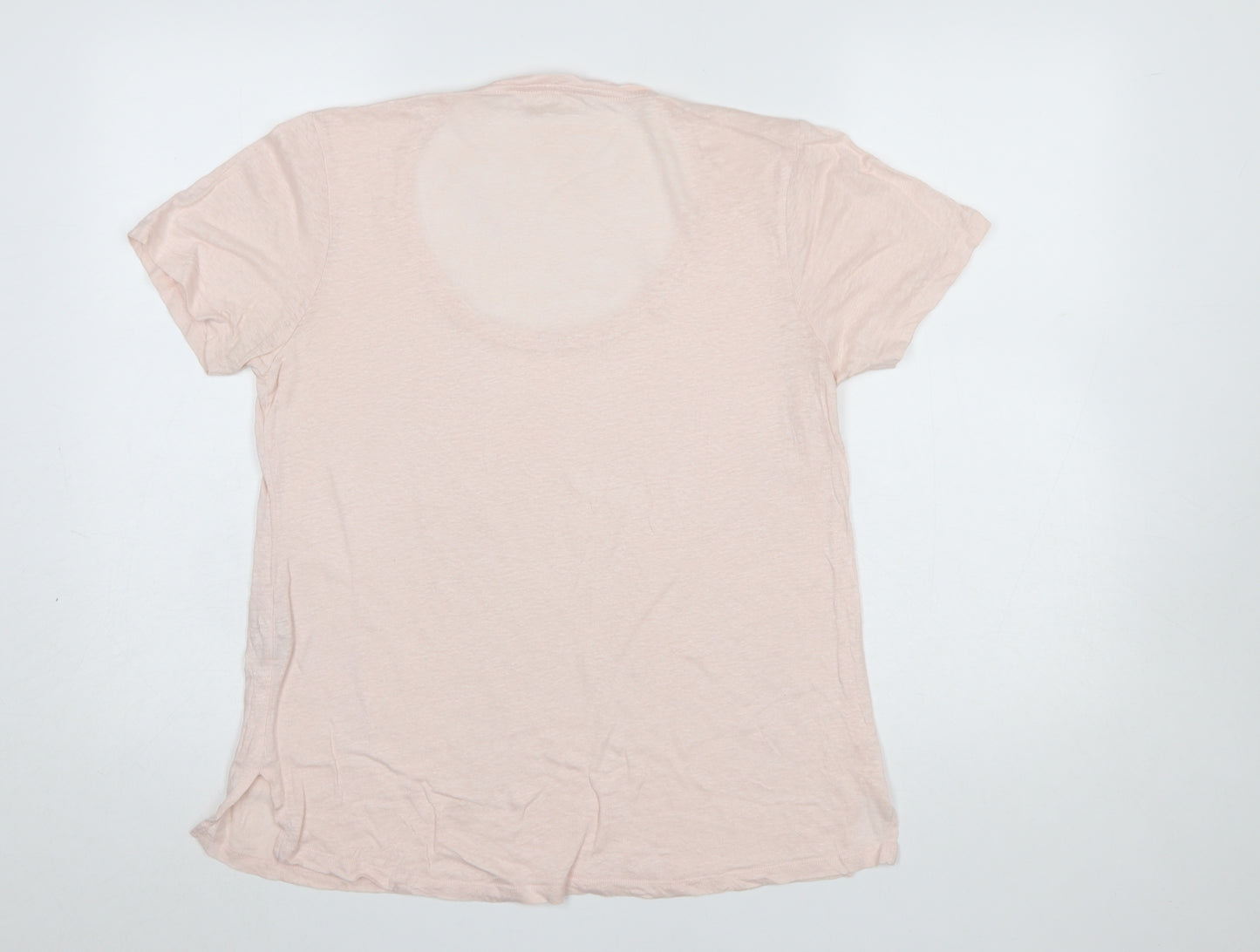 Fat Face Women’s Pink Linen Basic Short Sleeve T-Shirt UK 8