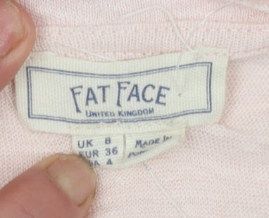 Fat Face Women’s Pink Linen Basic Short Sleeve T-Shirt UK 8
