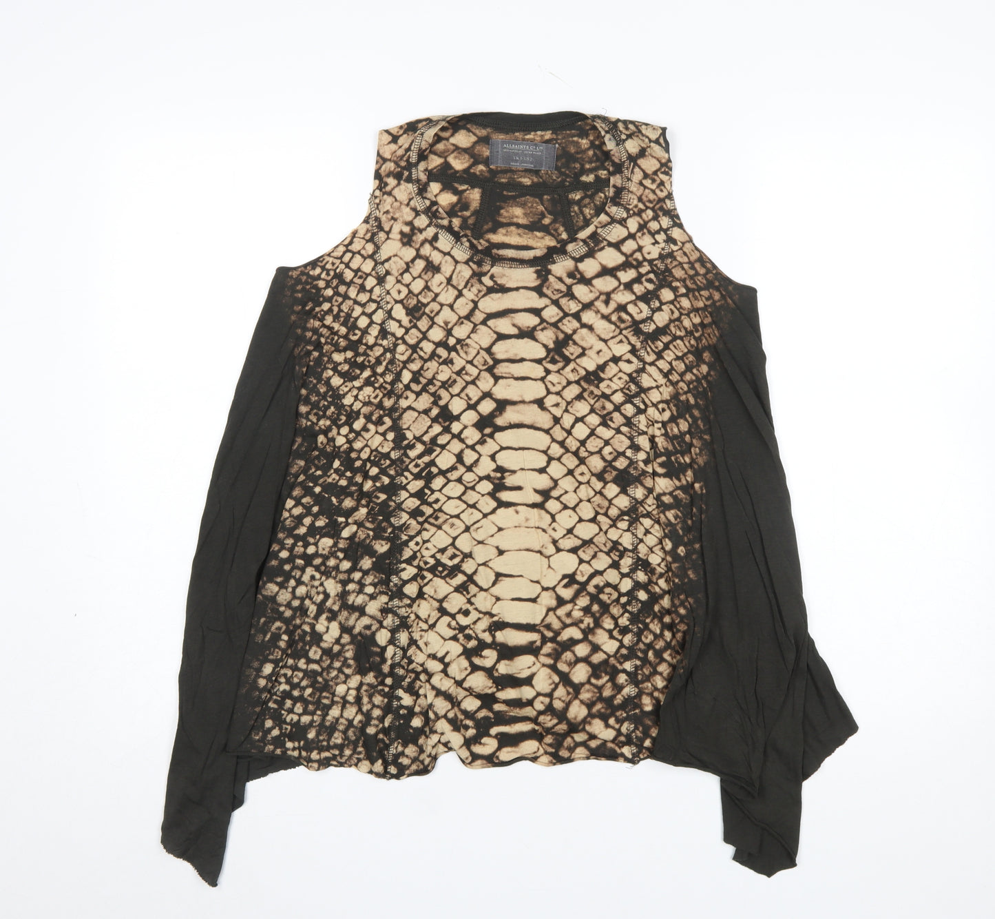 AllSaints Women’s Brown Snake Print Cotton Tunic Blouse UK 6
