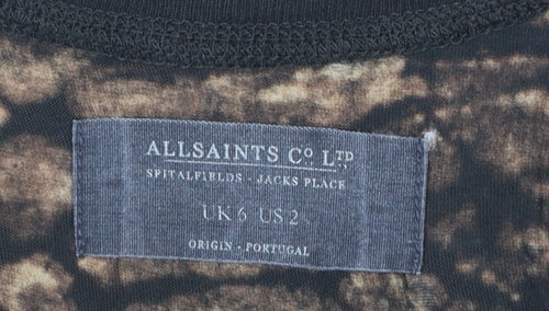 AllSaints Women’s Brown Snake Print Cotton Tunic Blouse UK 6