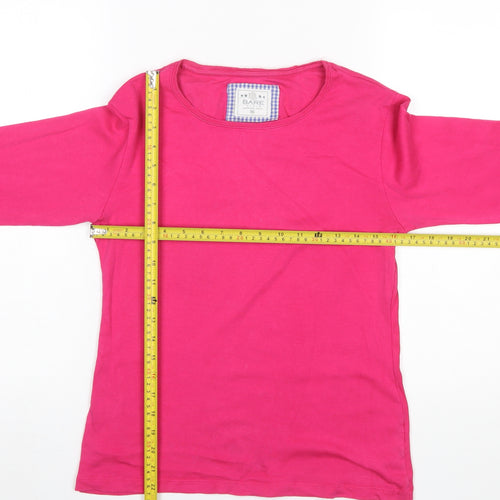 Bare Denim Women Pink Long Sleeve Basic Cotton T-Shirt 2XL