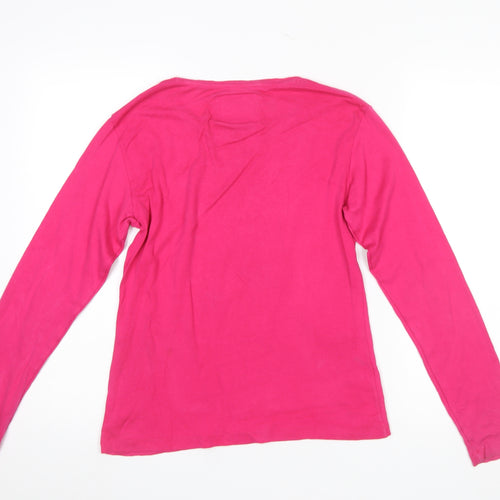 Bare Denim Women Pink Long Sleeve Basic Cotton T-Shirt 2XL