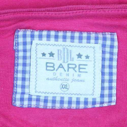 Bare Denim Women Pink Long Sleeve Basic Cotton T-Shirt 2XL
