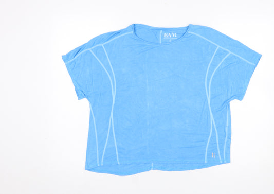 BAM Womens Blue Bamboo Relaxed Fit Jersey T-Shirt Size 12