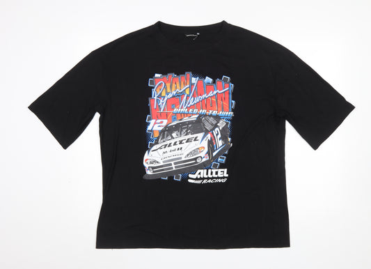 SHEIN Womens Black Racing Graphic T-Shirt Size 10 Short Sleeve