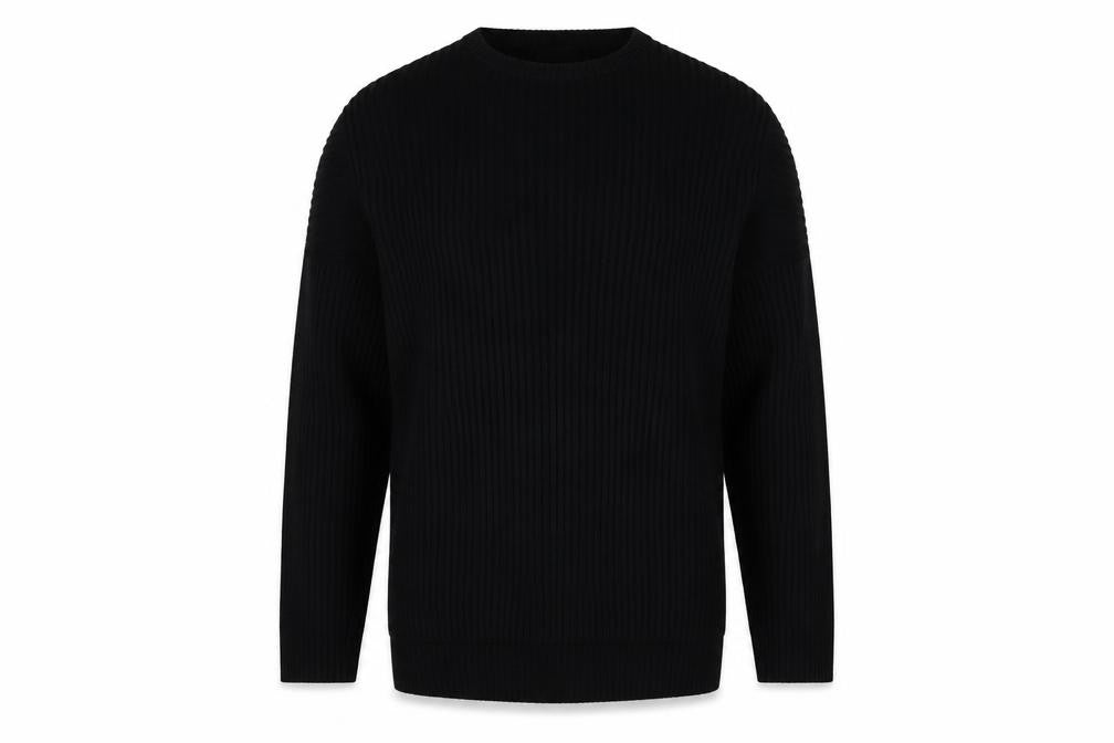 Front view of River Island Men's Black XL Ribbed Knit jumper