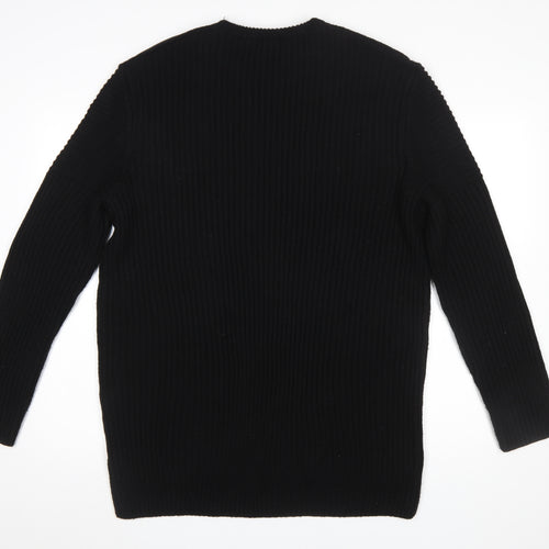 River Island Men's Black XL Ribbed Knit Pullover Jumper