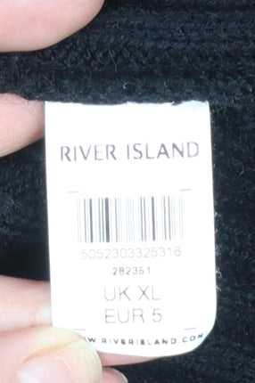 River Island Men's Black XL Ribbed Knit Pullover Jumper