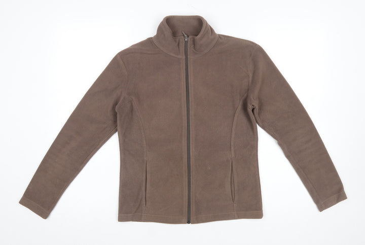 Marks and Spencer Women Brown Fleece Full Zip Jacket UK 8
