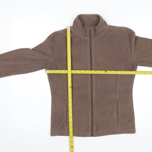 Marks and Spencer Women Brown Fleece Full Zip Jacket UK 8