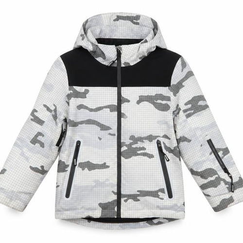 Marks and Spencer Boys Grey Camouflage Hooded Puffer Jacket 7-8 Years