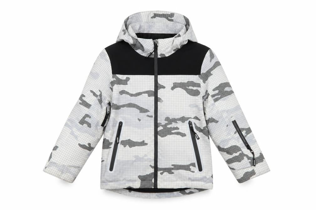 Marks and Spencer Boys Grey Camouflage Hooded Puffer Jacket 7-8 Years