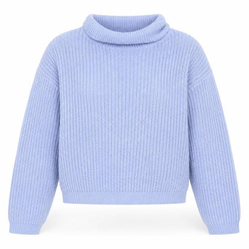 Boohoo Women Blue Roll Neck Chunky Knit Jumper Size M