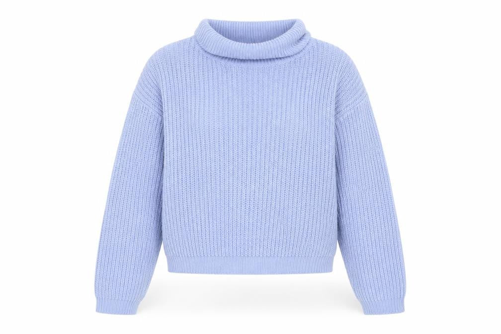 Boohoo Women Blue Roll Neck Chunky Knit Jumper Size M