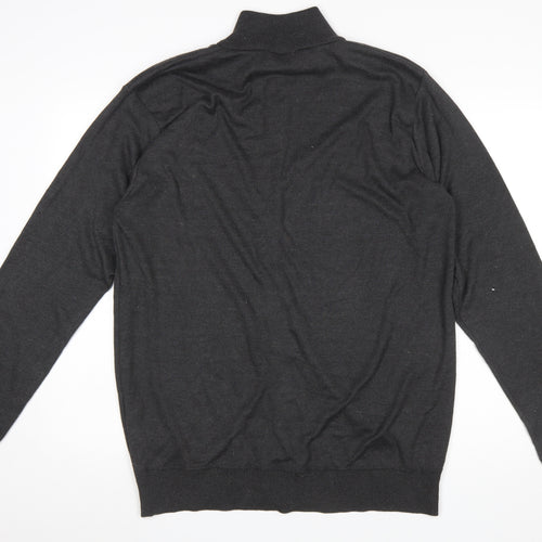 D555 Men's Black Full Zip High Neck Cotton Knit Jumper 2XL