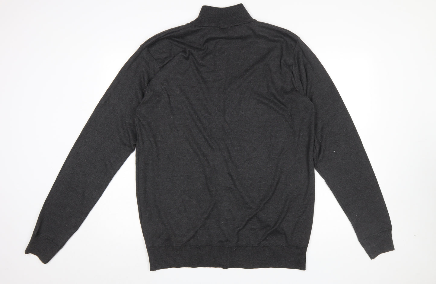 D555 Men's Black Full Zip High Neck Cotton Knit Jumper 2XL