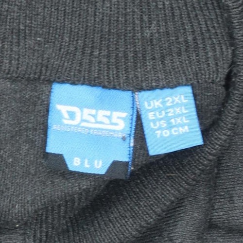 D555 Men's Black Full Zip High Neck Cotton Knit Jumper 2XL