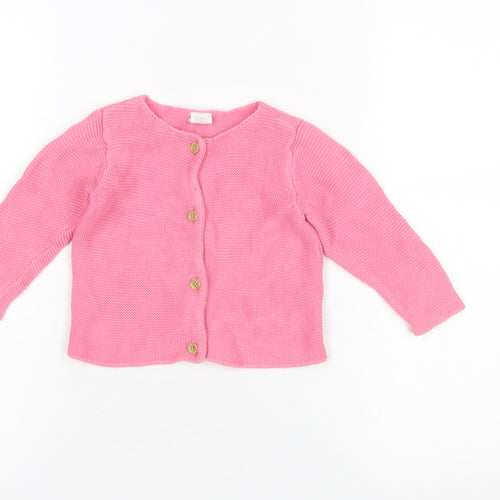 H&M Pink Cotton Knit Cardigan 9-12 Months Unisex Baby Long Sleeve Jumper