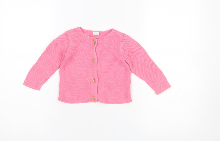 H&M Pink Cotton Knit Cardigan 9-12 Months Unisex Baby Long Sleeve Jumper