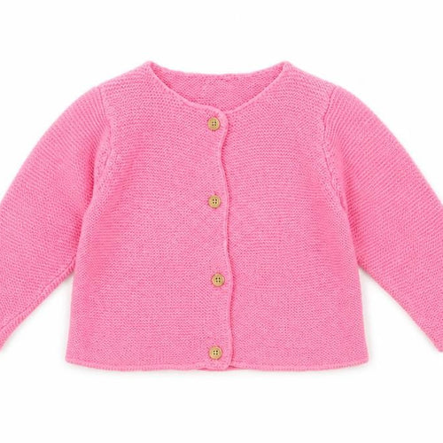 H&M Pink Cotton Knit Cardigan 9-12 Months Unisex Baby Long Sleeve Jumper