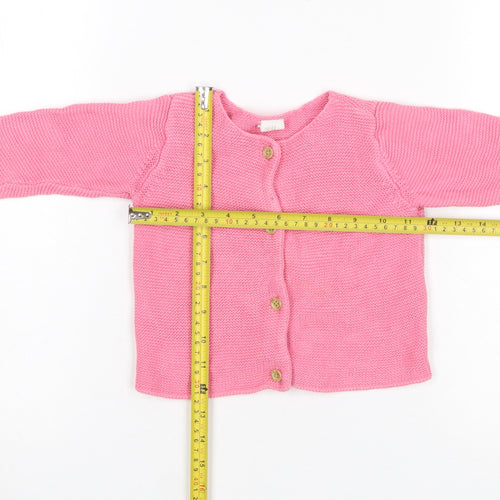 H&M Pink Cotton Knit Cardigan 9-12 Months Unisex Baby Long Sleeve Jumper