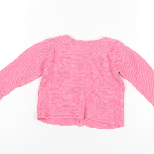 H&M Pink Cotton Knit Cardigan 9-12 Months Unisex Baby Long Sleeve Jumper