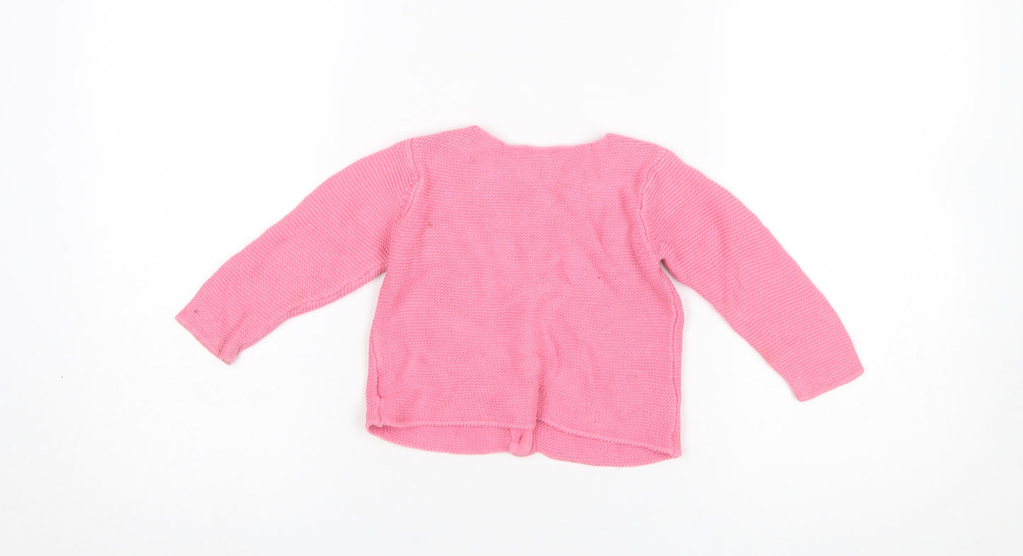 H&M Pink Cotton Knit Cardigan 9-12 Months Unisex Baby Long Sleeve Jumper