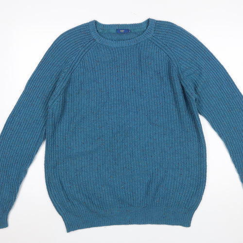 Cotton Traders Men's Blue Chunky Knit Crew Neck Pullover Jumper Size M