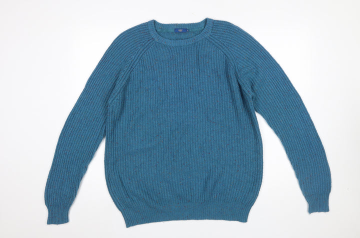 Cotton Traders Men's Blue Chunky Knit Crew Neck Pullover Jumper Size M