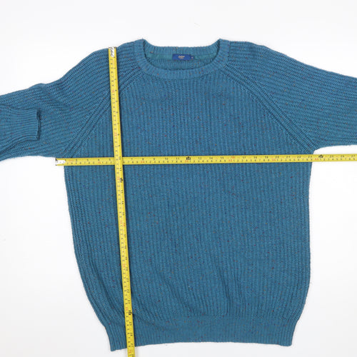 Cotton Traders Men's Blue Chunky Knit Crew Neck Pullover Jumper Size M