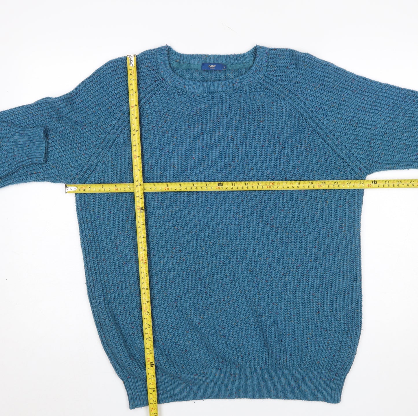 Cotton Traders Men's Blue Chunky Knit Crew Neck Pullover Jumper Size M