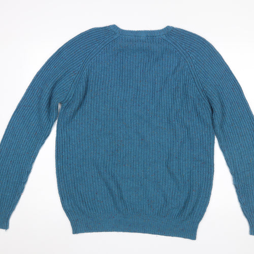 Cotton Traders Men's Blue Chunky Knit Crew Neck Pullover Jumper Size M