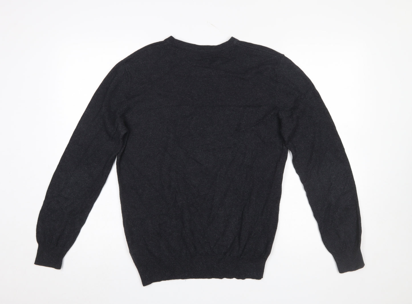 Jeff Banks Mens Black Cotton Cashmere V-Neck Jumper Size S Classic Fit