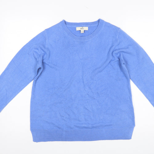 Marks and Spencer Womens Blue Crew Neck Acrylic Jumper Size 12