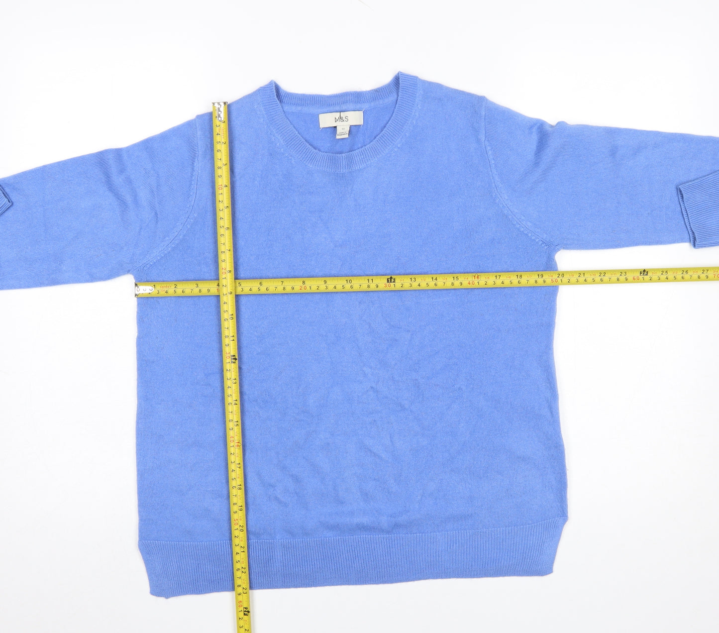 Marks and Spencer Womens Blue Crew Neck Acrylic Jumper Size 12