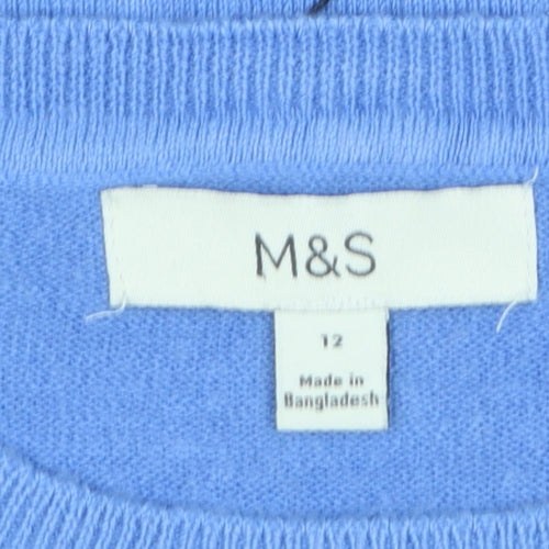 Marks and Spencer Womens Blue Crew Neck Acrylic Jumper Size 12