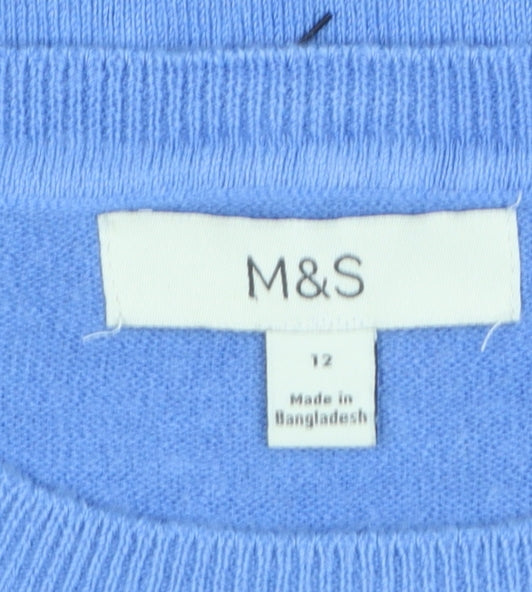 Marks and Spencer Womens Blue Crew Neck Acrylic Jumper Size 12