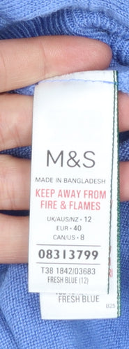 Marks and Spencer Womens Blue Crew Neck Acrylic Jumper Size 12