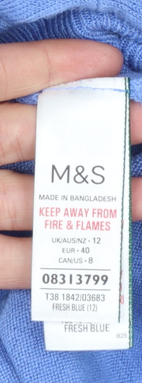 Marks and Spencer Womens Blue Crew Neck Acrylic Jumper Size 12