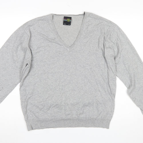 Next Mens Grey XL V-Neck Cotton Blend Pullover Jumper