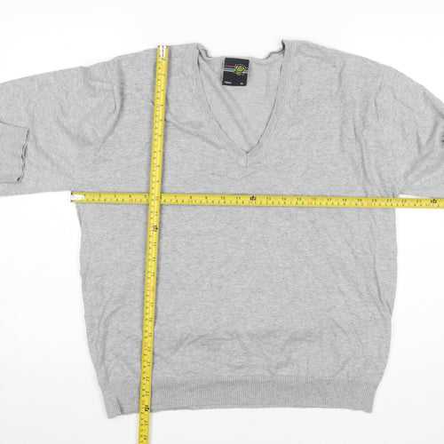 Next Mens Grey XL V-Neck Cotton Blend Pullover Jumper