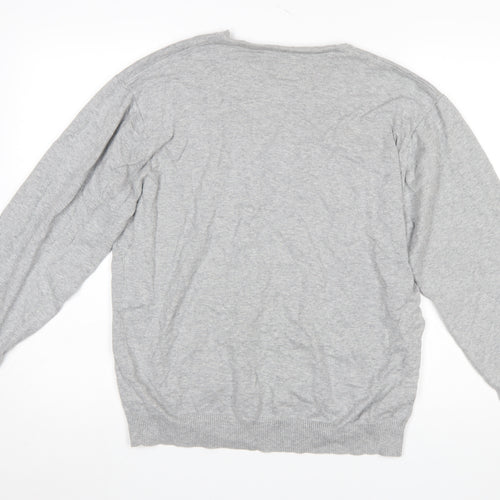Next Mens Grey XL V-Neck Cotton Blend Pullover Jumper