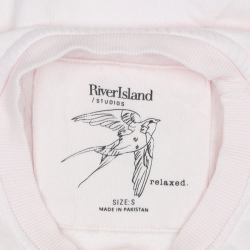 River Island Women Pink Relaxed Pullover Sweatshirt Size S