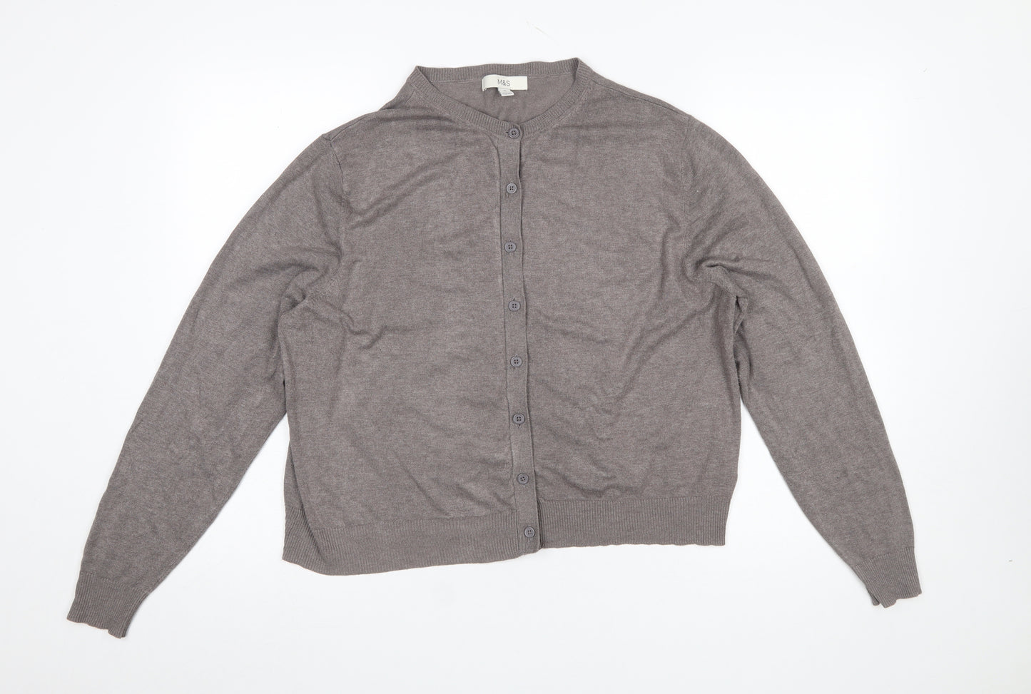 Marks and Spencer Women Brown Size 18 Button-Up Cardigan
