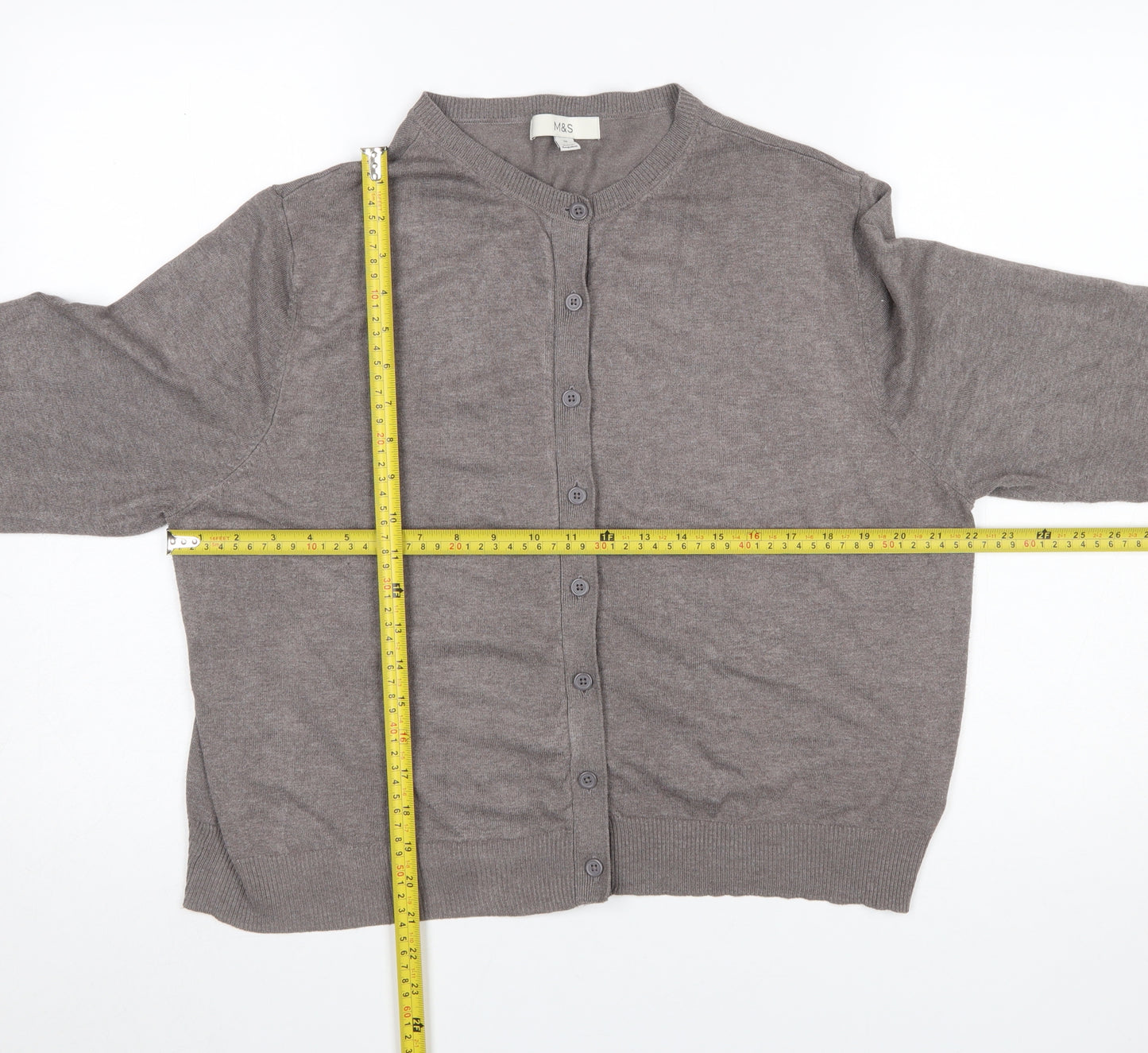 Marks and Spencer Women Brown Size 18 Button-Up Cardigan