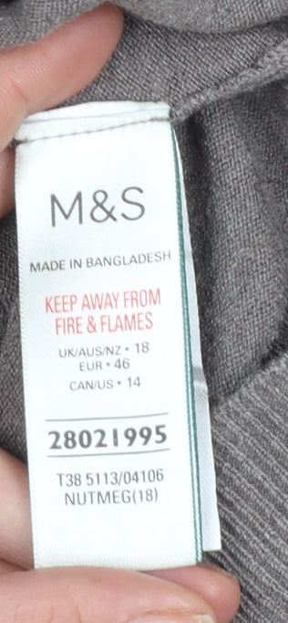 Marks and Spencer Women Brown Size 18 Button-Up Cardigan