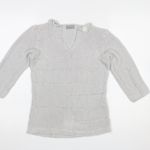 Marks and Spencer Per Una Women’s Grey Cotton V-Neck Knit Jumper M