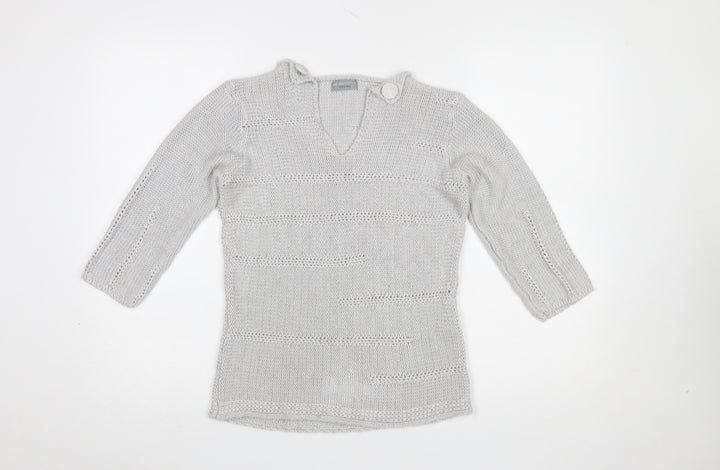 Marks and Spencer Per Una Women’s Grey Cotton V-Neck Knit Jumper M
